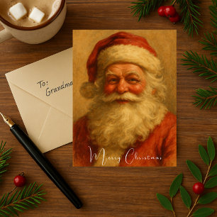 Weihnachtsmann Frohe Weihnachten im Vintage-Stil Postkarte