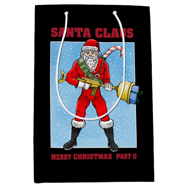 Weihnachtsmann Frohe Weihnachten Teil 2 Mittlere Geschenktüte (Vorderseite)