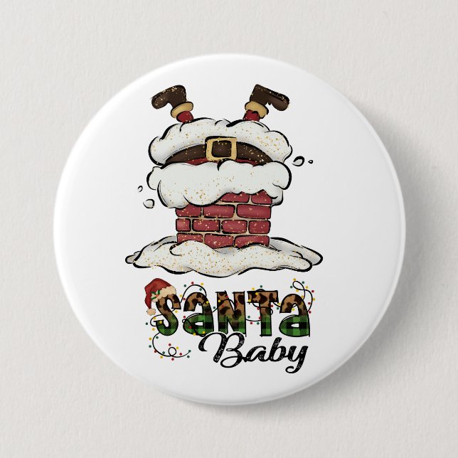 Weihnachtsmann - Frohe Weihnachten - Weihnachtslic Button (Vorderseite)