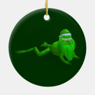 Weihnachtsmann-Frosch Keramik Ornament