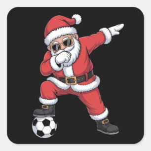 Weihnachtsmann Fußball Dabbing Santa Geschenk Weih Quadratischer Aufkleber