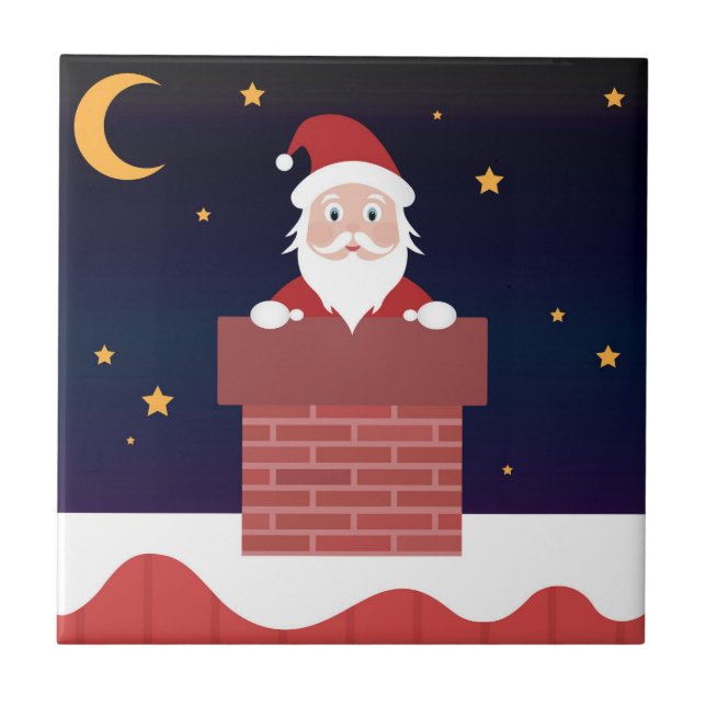 Weihnachtsmann geht am Weihnachtsabend den Schorns Fliese (Vorderseite)