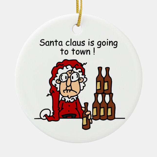 Weihnachtsmann geht zur Stadt Keramik Ornament (Vorne)