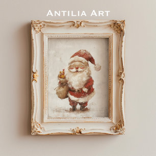 Weihnachtsmann-Gemälde Vintage Father Christmas Poster