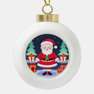 🎄 Weihnachtsmann Geschenk Magie ❄️ Festliches Wei Keramik Kugel-Ornament