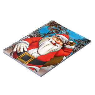 Weihnachtsmann-Geschenksack-Schneewald-Kunst Notizblock