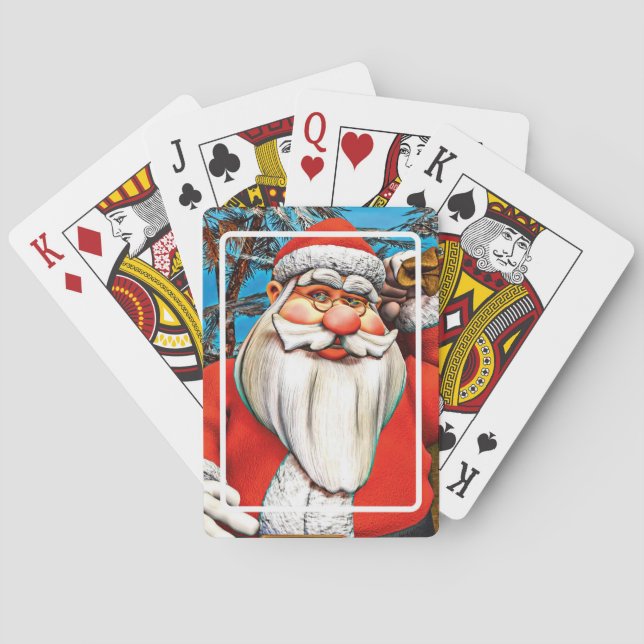 Weihnachtsmann-Geschenksack-Schneewald-Kunst Spielkarten (Rückseite)