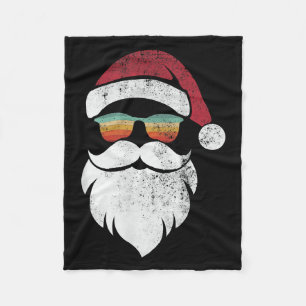 Weihnachtsmann-Gesicht Hut Bart Retro Sonnenbrille Fleecedecke