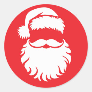 Weihnachtsmann-Gesicht Hut Weihnachten  Runder Aufkleber