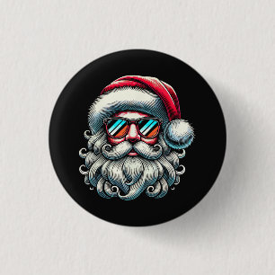 Weihnachtsmann-Gesicht Retro-Sonnenbrille Weihnach Button