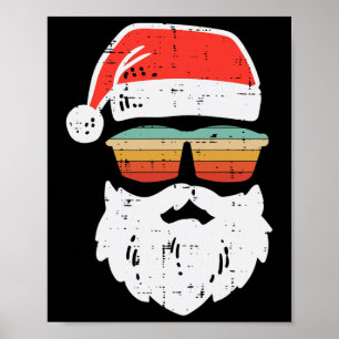 Weihnachtsmann Gesicht Retro Sonnenbrille Weihnach Poster