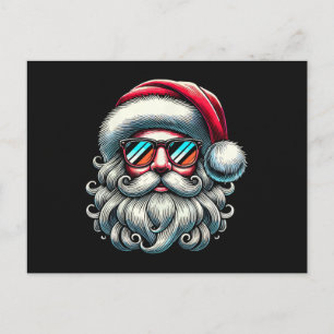 Weihnachtsmann Gesicht Retro Sonnenbrille Weihnach Postkarte