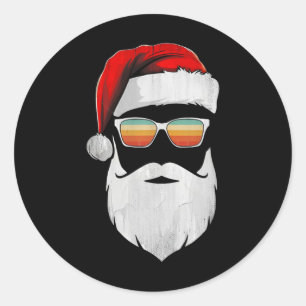 Weihnachtsmann Gesicht Retro Sonnenbrille Weihnach Runder Aufkleber