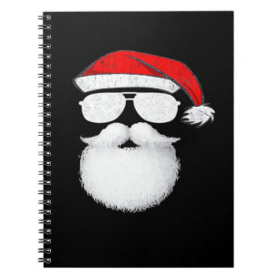 Weihnachtsmann-Gesicht-Sonnenbrille mit Hut Bart C Notizblock