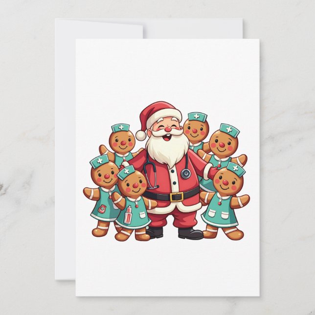 Weihnachtsmann Gingerbret Krankenpfleger Dankeskarte (Vorderseite)