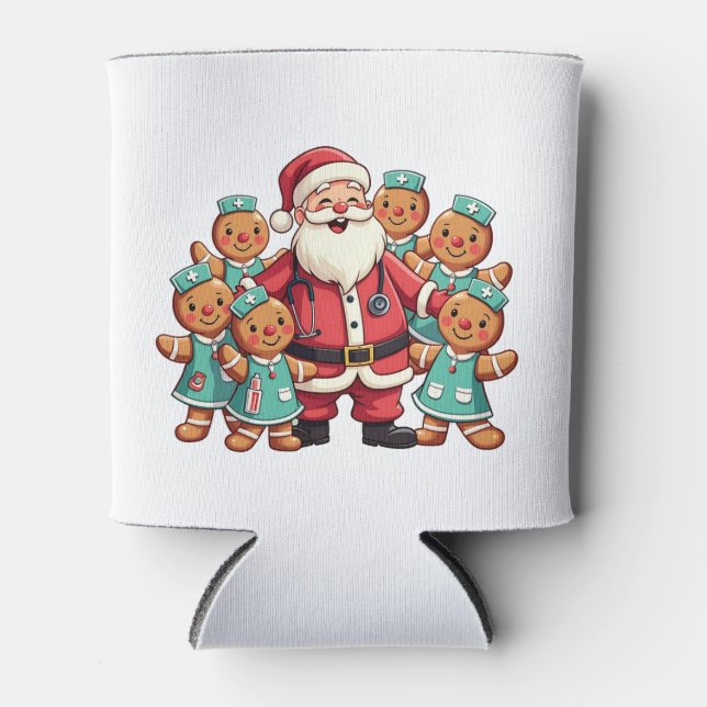 Weihnachtsmann Gingerbret Krankenpfleger Dosenkühler (Vorderseite)