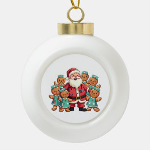 Weihnachtsmann Gingerbret Krankenpfleger Keramik Kugel-Ornament