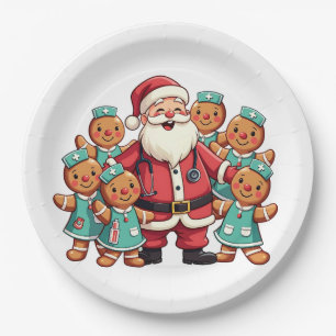 Weihnachtsmann Gingerbret Krankenpfleger Pappteller