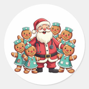 Weihnachtsmann Gingerbret Krankenpfleger Runder Aufkleber