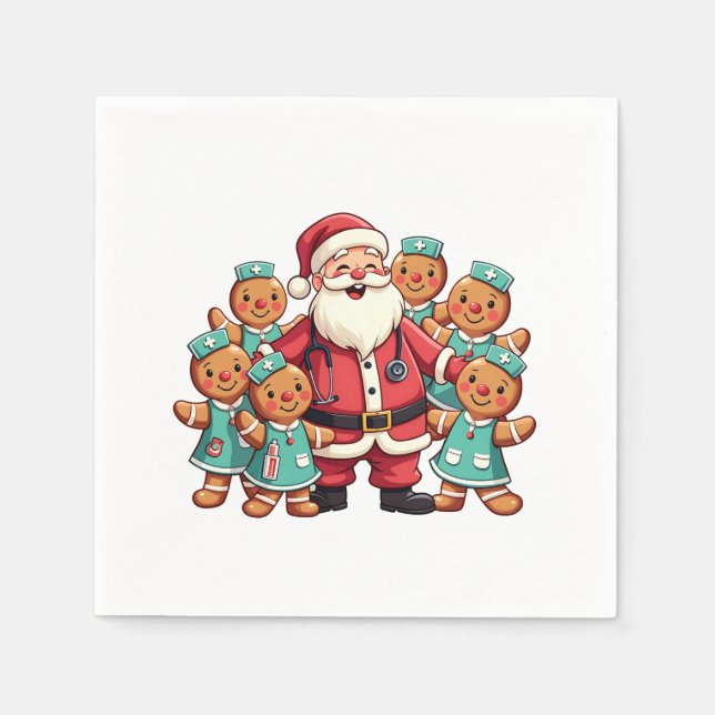 Weihnachtsmann Gingerbret Krankenpfleger Serviette (Vorderseite)