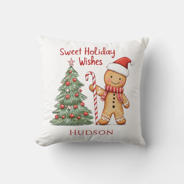 Weihnachtsmann Gingerbrot Mann Kissen (Vorderseite)