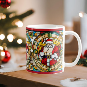 Weihnachtsmann Glasmalerei Kunst Weihnachtstasse Kaffeetasse