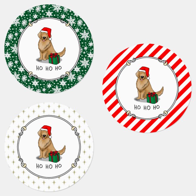 Weihnachtsmann Golden Retriever Dog Niedlich Etiketten (Gruppe)