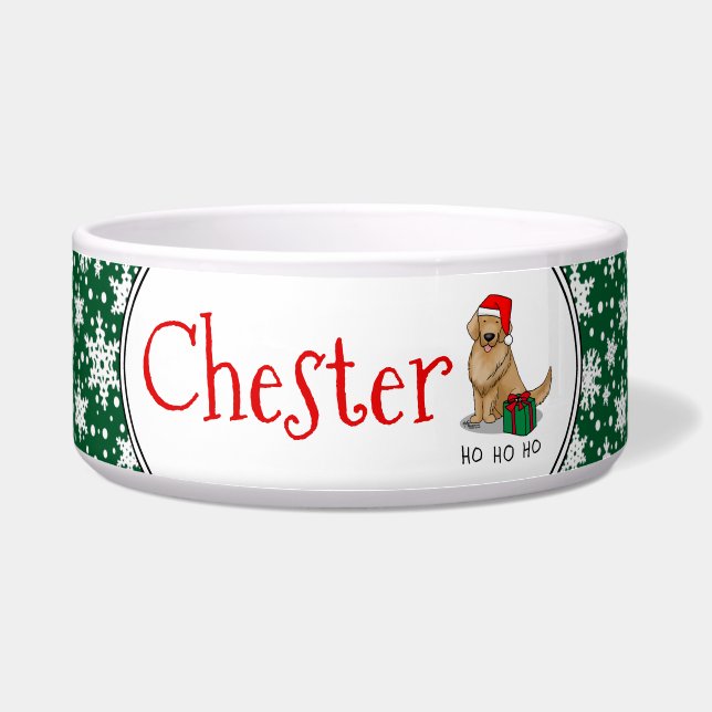 Weihnachtsmann Golden Retriever Dog Niedlich Napf (Vorderseite)