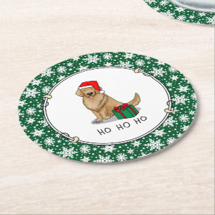 Weihnachtsmann Golden Retriever Dog Niedlich Runder Pappuntersetzer