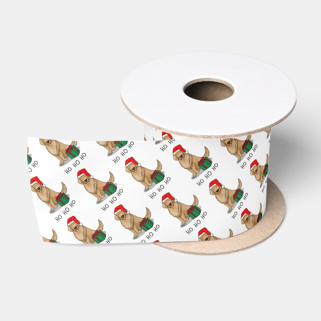 Weihnachtsmann Golden Retriever Dog Niedlich Satinband (Spule)