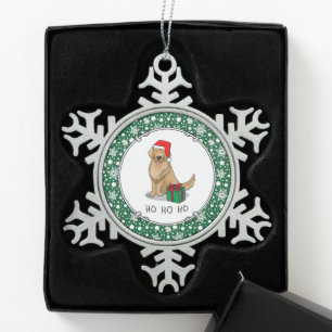 Weihnachtsmann Golden Retriever Dog Niedlich Schneeflocken Zinn-Ornament
