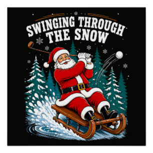 Weihnachtsmann Golfen Frohe Weihnachten Golfer Poster