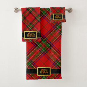 Weihnachtsmann-Gurtfrohe Weihnachten und Tartan Badhandtuch Set