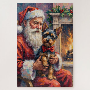 Weihnachtsmann hält Affenpinscher Weihnachtskunst