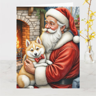 Weihnachtsmann hält amerikanische Eskimo-Weihnacht Karte
