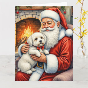 Weihnachtsmann hält Coton de Tulear Weihnachtskuns Karte