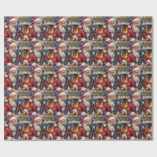 Weihnachtsmann hält Great Dane Weihnachtskunst Geschenkpapier