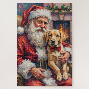 Weihnachtsmann hält Labrador-Weihnachtskunst