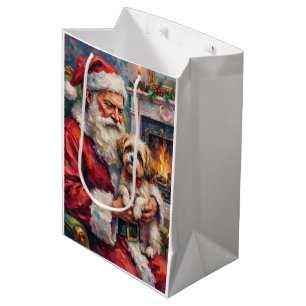 Weihnachtsmann hält Malti Tzu Christmas Kunst Mittlere Geschenktüte