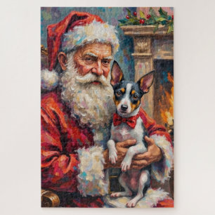 Weihnachtsmann hält Rat Terrier Weihnachtskunst