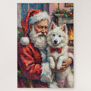 Weihnachtsmann hält Samojeden-Weihnachtskunst