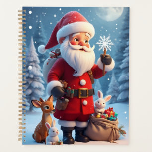 Weihnachtsmann hält Schneeflocke Weihnachtsszene Planer