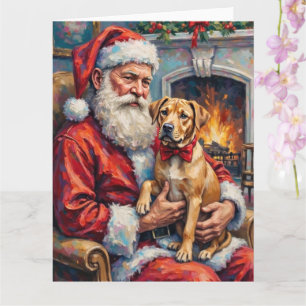 Weihnachtsmann hält Shar Pei Weihnachtskunst Karte