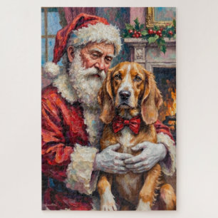 Weihnachtsmann hält Silken Windhound Christmas Kun