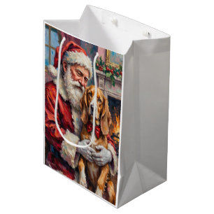 Weihnachtsmann hält Silken Windhound Christmas Kun Mittlere Geschenktüte