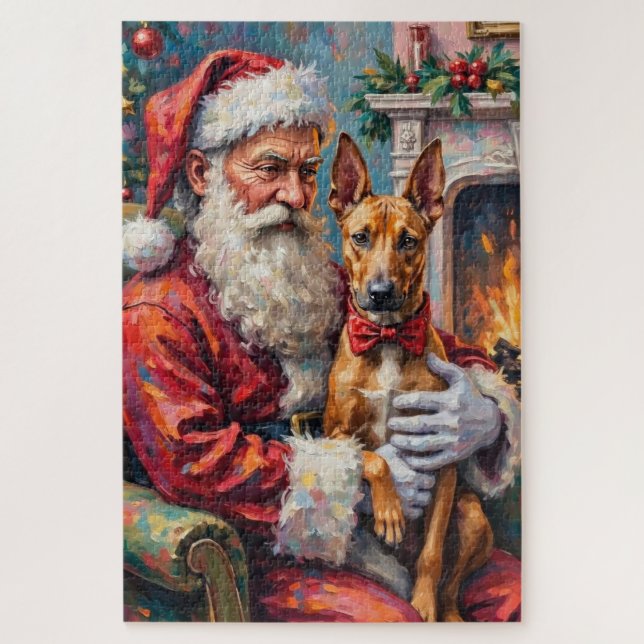 Weihnachtsmann hält Thai Ridgeback Weihnachtskunst (Vertikal)