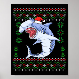 Weihnachtsmann Hammerhai Weihnachten hässlicher Xm Poster