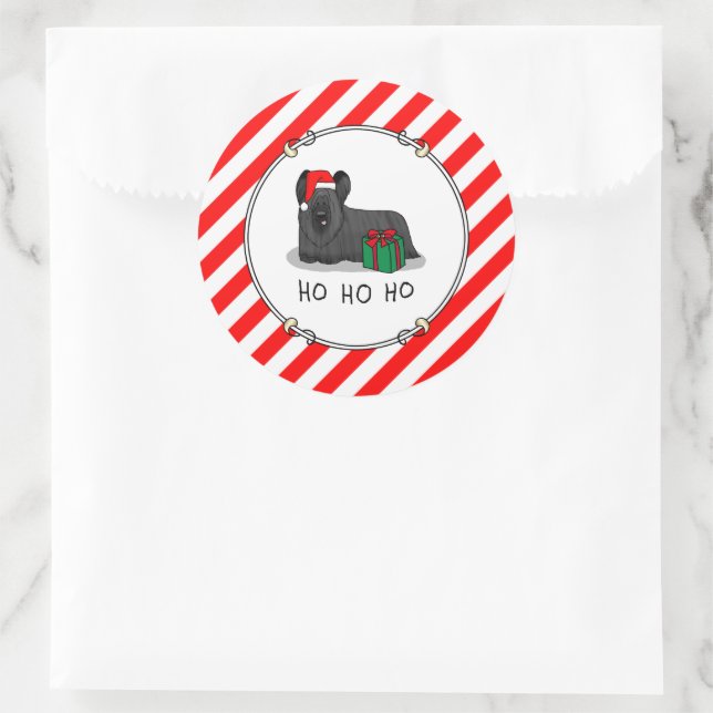 Weihnachtsmann Hat Skye Terrier (schwarz) Runder Aufkleber (Tasche)