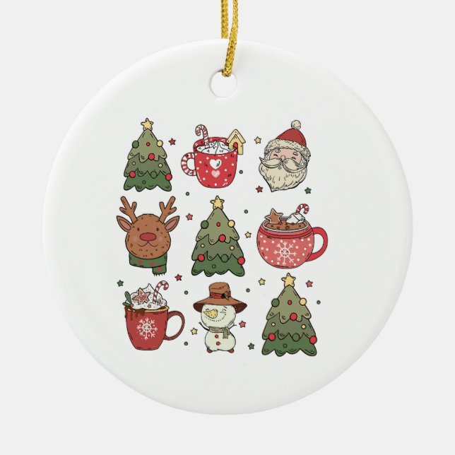 Weihnachtsmann, heißer Kakao-Weihnachtsbaum Keramik Ornament (Vorne)