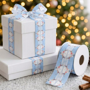 Weihnachtsmann Helfer baut einen albernen Schneema Satinband